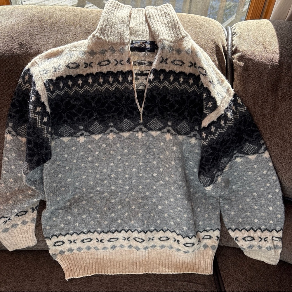 Vintage 60s 70s Chapman Wool 1/2 Zip  Sweater Size L  Mens Or Unisex